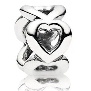 Pandora Retired Open Hearts Spacer Charm – Sterling Silver 925 | ALE Stamped